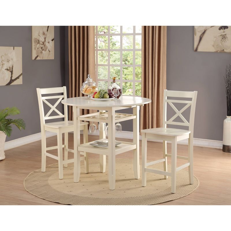 Tartys Counter Height Drop Leaf Dining Table Wood/Cream - Acme Furniture, 4 of 5