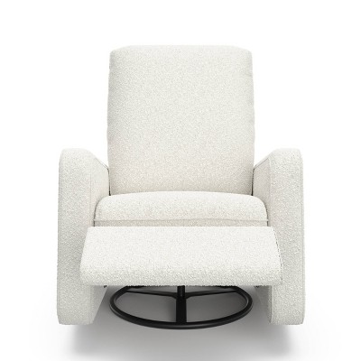 Ivory Boucle Swivel Recliner Accent Chair with Metal Base