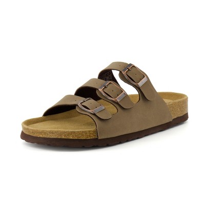 CUSHIONAIRE Lela Slip On Womens Sandals with Vegan Adjustable Straps & Genuine Suede Cork Footbed - Comfortable Memory Foam Sandals for Women 2025