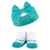Hudson Baby Infant Girls Headband and Socks Giftset, Teal Coral, One Size - 4 of 4