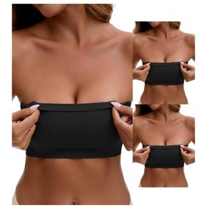 INSPIRE CHIC 3 Packs Women's Strapless Seamless Wirefree Padded Bandeau Non-Slip Silicone Tube Bras - 1 of 4