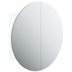 vidaXL Cabinet Bathroom Wall Vanity Mirror Cabinet with Round Mirror and LED - White 18.5" x 18.5" x 6.9" - 1 of 4