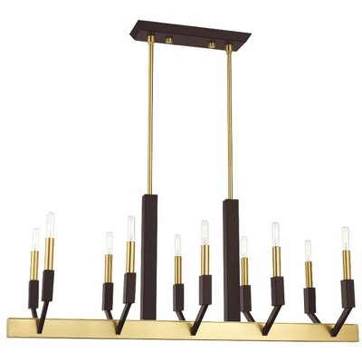 Beckett Satin Brass & Bronze 10-Light Linear Chandelier