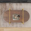 MAYEERTY Oval Shaped Glass Coffee Table with Double Layer Transparent Glass Coffee Brown MDF for Living Room - 4 of 4