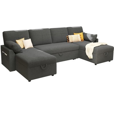 AMERLIFE 2 in 1 Pull Out Sofa Bed with Storage Chaise