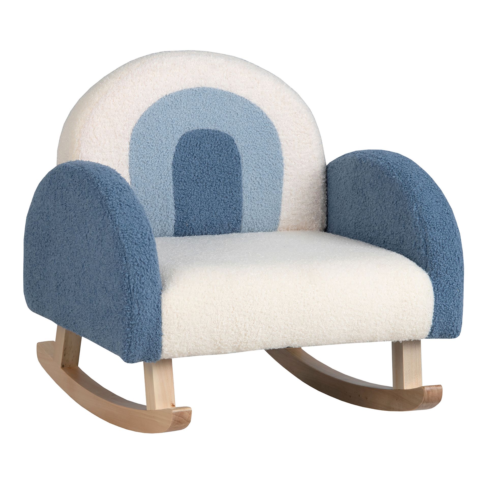 Costway Kids Rocking Chair Children Armchair Velvet Upholstered Sofa w/ Solid Wood Legs Blue/Red