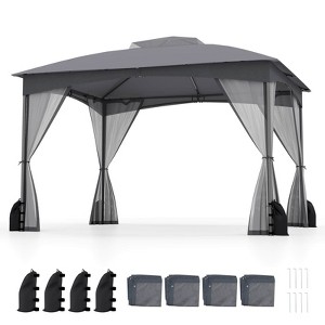 Costway 10x12 FT 2-Tier Patio Gazebo Canopy Netting Heavy-Duty Metal Easy-Setup Outdoor - 1 of 4