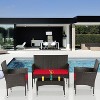 BestMassage Patio Furniture Set 4 Pieces with Glass Topped Coffee Table Cushions - 2 of 4