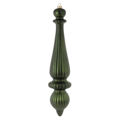 2ct Vickerman 14" Matte Finial Drop, UV Coated Ornament Set Moss Green