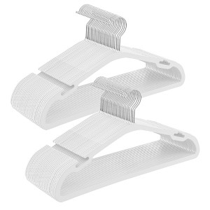 50-Pack Heavy Duty Plastic Hangers with Wide Notches & Pant Bar, 360° Swivel Hook Space Saving Closet Organizer - 1 of 4