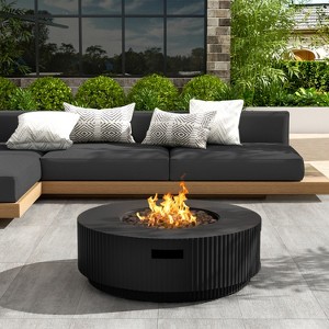 Christopher Knight Home Elisha Outdoor Lightweight Concrete 40,000 BTU Fire Pit Table with Lid - 1 of 4