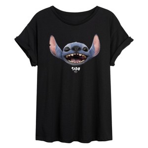Women's - Lilo and Stitch - Stitch Face Oversized- Women's Oversized Graphic T-Shirt Oversized Graphic T-Shirt - 1 of 4