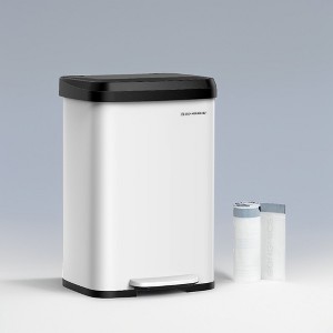 13-Gallon Stainless Steel Kitchen Trash Can with Stay-Open Lid, Step-on Pedal, Soft Closure - Tall, Large, Space-Saving Design - 1 of 3