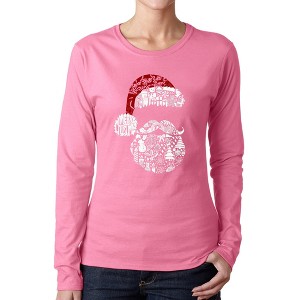 LA Pop Art Santa Pics - Women's Word Art Long Sleeve T-Shirt - 1 of 4