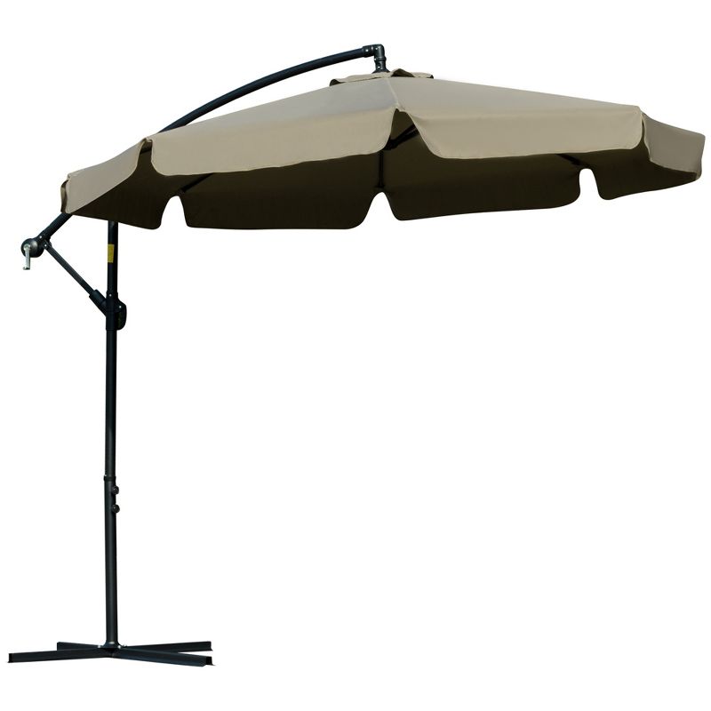 Outsunny 9FT Offset Hanging Patio Umbrella Cantilever Umbrella with Easy Tilt Adjustment, Cross Base and 8 Ribs for Backyard, Poolside, Lawn and Garden, 4 of 7