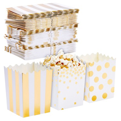 Blue Panda 60 Pack Gold Foil Polka Dot Mini Popcorn Containers for Party and Movie Night, Treat Boxes, 3 x 4 In