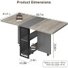 Pear Wood Folding Dining Table for 4 with Storage Shelf, 6-Wheel Expandable Drop Leaf Table for Small Spaces - 2 of 4
