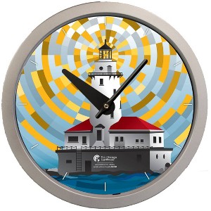 14.5" Harbor Contemporary Body Quartz Movement Decorative Wall Clock Silver - The Chicago Lighthouse: Assembled in USA, Indoor Use - 1 of 4