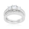 Slickblue Women's Three Stone Eternity Wedding Set – Rhodium-Plated with Clear Cubic Zirconia, Sizes 5 to 10 - 3 of 4