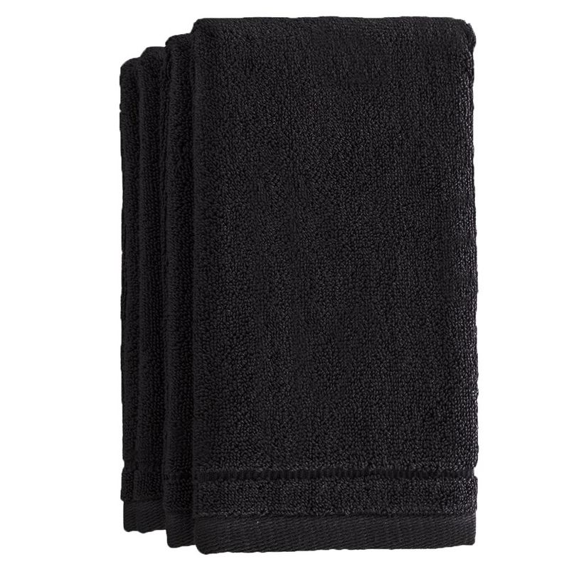 Creative Scents Set of 4 Black Fingertip Terry Towels, 1 of 7