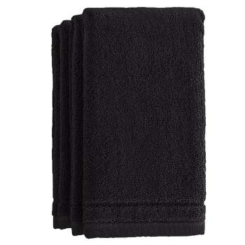 Creative Scents Set of 4 Black Fingertip Terry Towels
