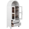 COMHOMA 71" Tall Arched Pantry Cabinet with 2 Large Drawers, Modern Farmhouse Kitchen Storage Cabinets with Adjustable Shelves, Glass Door, White - 3 of 4