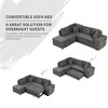 87.7" Convertible Pull Out Sleeper Sofa Bed with Storage Ottoman, 2 Stools, Wireless Charger and USB Ports 4M-ModernLuxe - 4 of 4