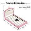 Upholstered Princess Bed with Crown Headboard, PU Leather Frame Bed for Kids Bedroom-Baofuwish - 4 of 4