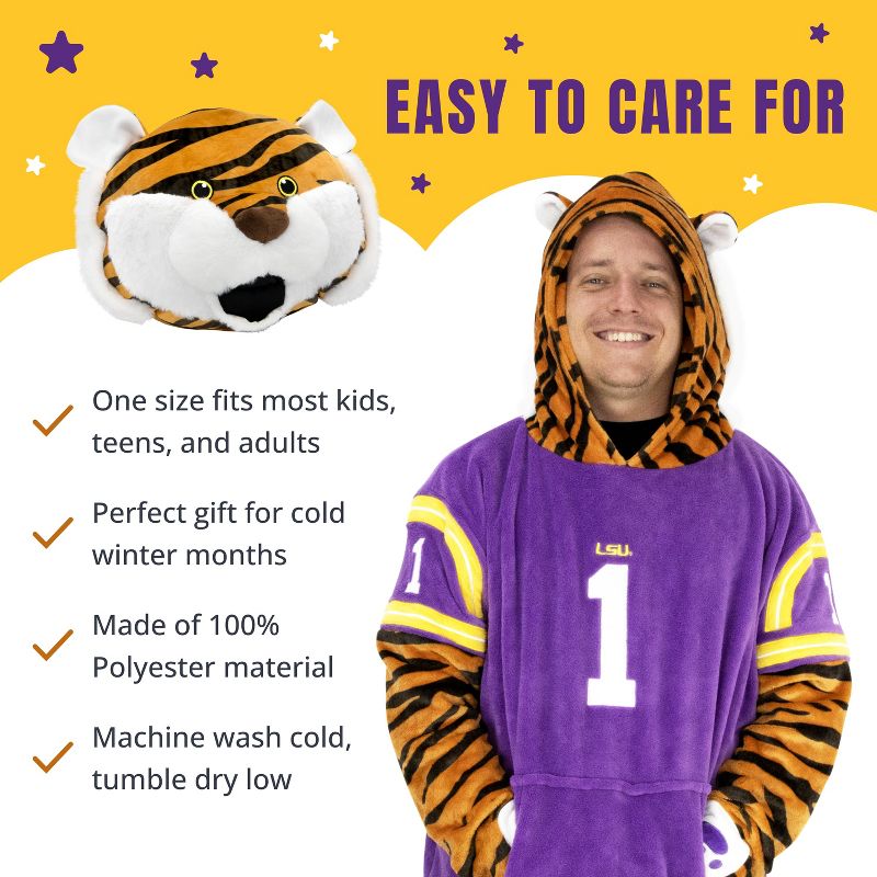 Louisiana State University (LSU) Mike the Tiger Snugible Blanket Hoodie & Pillow, 6 of 10
