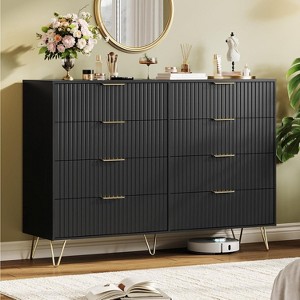 Fluted Dresser for Bedroom with 8 Drawers,55" Wide Modern Chest of Wooden Bedroom Chest with Metal Handle - 1 of 4