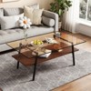 FONTOI Rectangle Coffee Table with Glass Tabletop, Modern Table for Living Room Bedroom Office, Brown, 22.84"*16.73"*38.58" - 2 of 4