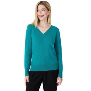 Style Republic 100% Pure Cashmere V-Neck Women's Sweater - Turquoise - 1 of 2