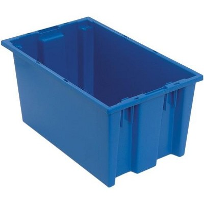 Quantum Storage Systems Stack And Nest Tote, 18"W X 11"D X 9"H, Heavy Duty, 0.76 Cu. Ft. Capacity, Blue Polypropylene