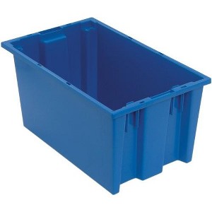 Quantum Storage Systems Stack And Nest Tote, 18"W X 11"D X 9"H, Heavy Duty, 0.76 Cu. Ft. Capacity, Blue Polypropylene - 1 of 2