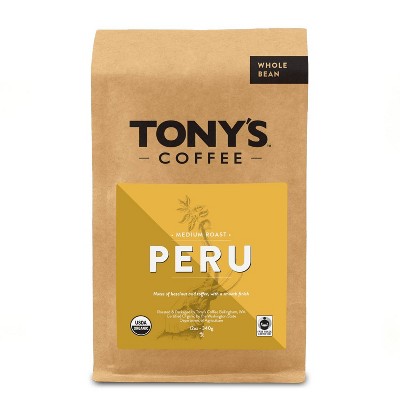 Tony's Coffee Peru Medium Roast Whole Bean Coffee - 12oz