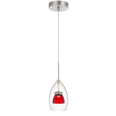 4.25" Integrated LED Dimmable Double Glass Mini Pendant Frosted Clear and Red - Cal Lighting