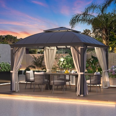 12' x 12' Aluminum Hardtop Gazebo with Curtains and Net
