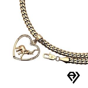 Aria Jeweler  6mm Cuban Chain With Lucky Elephant Pendent - 1 of 4