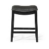 HomeRoots 26" Charcoal and Black Faux Leather and Solid Wood Backless Counter Height Bar Chair - 4 of 4