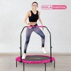 HolaHatha Foldable Mini Trampoline Home Gym Fitness Rebounder with 5 Level Adjustable Handle, Supportive 440 lb Capacity Workout Equipment, 40", Pink - 4 of 4
