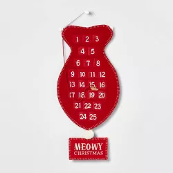 25" Fish 'Meowy Christmas' Hanging Advent Calendar Red - Wondershop™