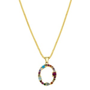 Adornia 14k Gold Plated Multi Color Stone Initial Necklace - 1 of 4