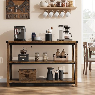 Rustic Brown 47" Wood and Metal Console Table with Storage