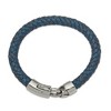 Black Bow Jewelry 8mm Stainless Steel & Black or Blue Leather Woven Bracelet, 8.25 Inch - 2 of 4