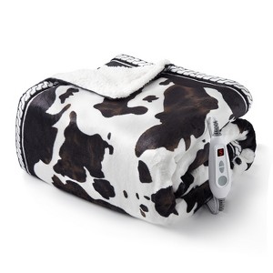 Heated Electric Blanket with LCD Dual Controller, Cow Print Heating Blankets, 10 Heat Levels & 1-12H Time Settings, ETL Certified, Machine Washable - 1 of 4