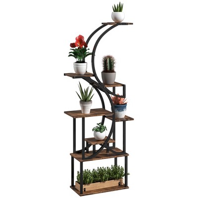 Outsunny 8 Tier Plant Stand Indoor, 62" Tall Plant Shelf, S-Shaped Plant Rack