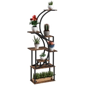 Outsunny 8 Tier Plant Stand Indoor, 62" Tall Plant Shelf, S-Shaped Plant Rack - 1 of 4