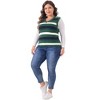 Agnes Orinda Women's Plus Size Sleeveless Casual V-Neck Striped Knit Sweater Vests - 3 of 4