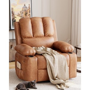 27'' Oversized Recliner, Manual Recliner Chair for Adults, PU Leather Single Sofa with with Extra Width - 1 of 4