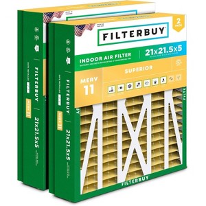 Filterbuy 21x21.5x5 Air Filter (2-Pack), Pleated MERV 11 Allergen Defense Replacement HVAC AC Furnace Filters for Trane & American Standard - 1 of 4